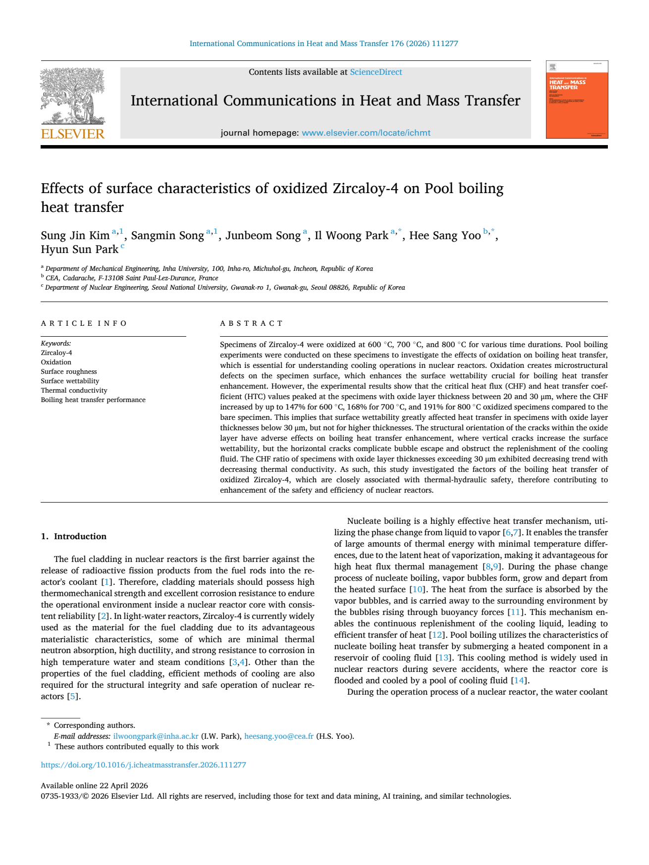 First page of the oxidized Zircaloy-4 pool-boiling paper